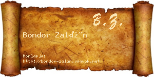 Bondor Zalán névjegykártya